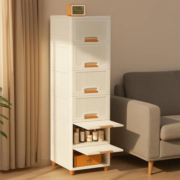 ICONPLUS 6 Tier Organizer for Clothes/Kitchen Storage Rack/Modular Wardrobe for Cloth PP Collapsible Wardrobe