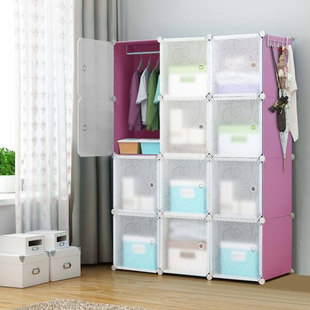 UTILLO 12 DOOR PINK (T) PP Collapsible Wardrobe