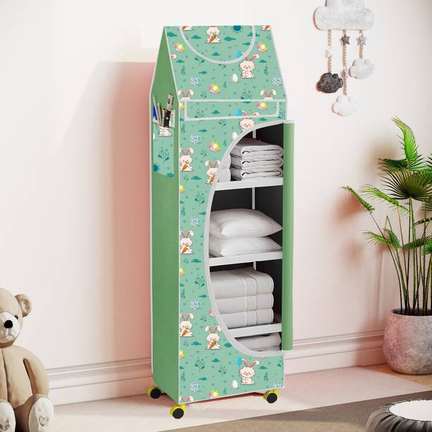 FurniGully Baby 5 Shelve Unbreakable Material PVC Collapsible Wardrobe PP Collapsible Wardrobe