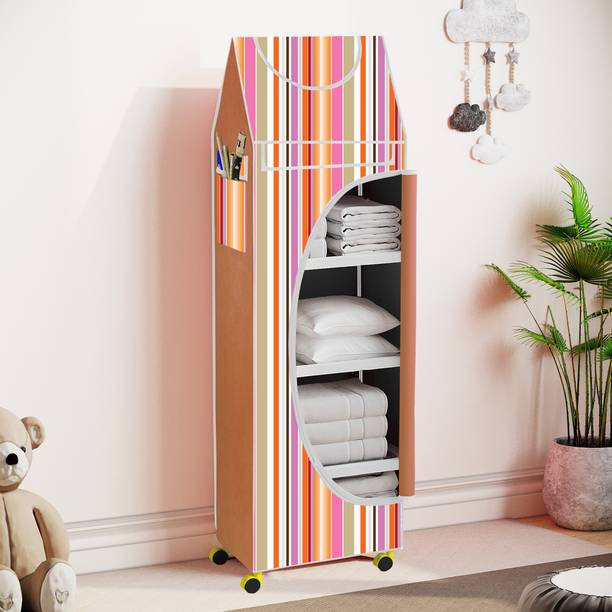 FurniGully Baby 5 Shelve Unbreakable Material PVC Collapsible Wardrobe PP Collapsible Wardrobe