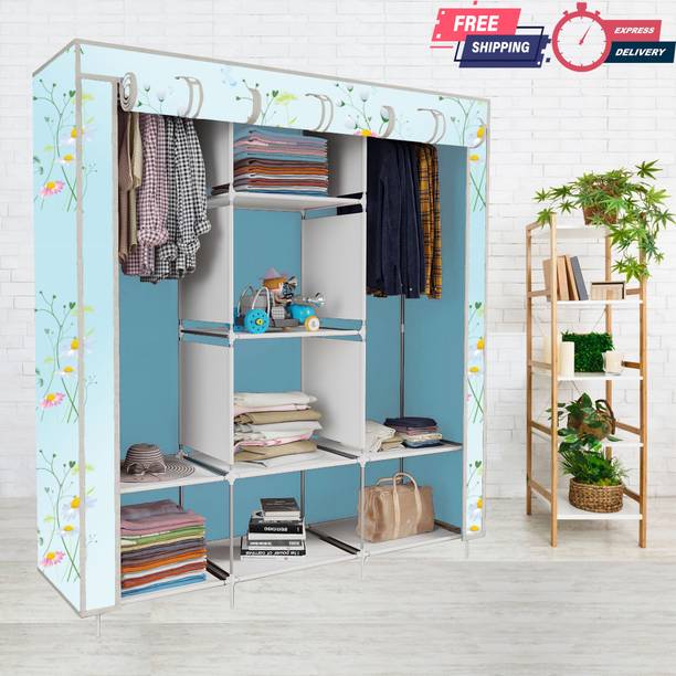 INSIDE STYLE 2 Door 6 Shelves Cloth Rack Storage Organizer Almirah Carbon Steel Collapsible Wardrobe