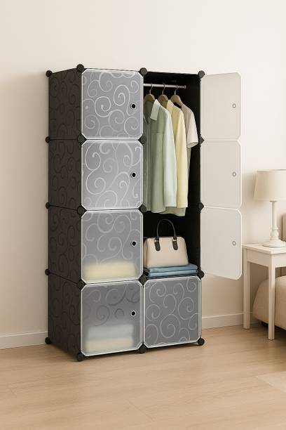 Etoly 8-Shelf Plastic Collapsible Cupboard Cloth Stand PC Collapsible Wardrobe