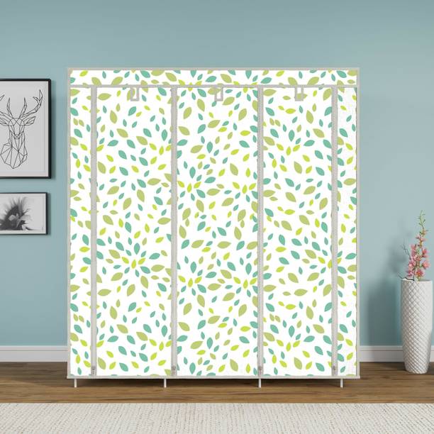 Home Reserve Digital Leaf Printed Carbon Steel Collapsible Wardrobe