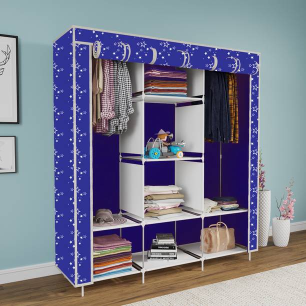 HEAVEN 3 door 8 Rack Printed Carbon Steel Collapsible Wardrobe