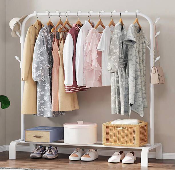 Sasimo 1 Door 2 Shelf Open Coat clothes hanger stand PP PC Collapsible Wardrobe