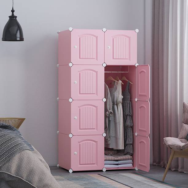 LIGER BLINDS 8-Door 8-Shelf Plastic kids Collapsible Cupboard PC Collapsible Wardrobe