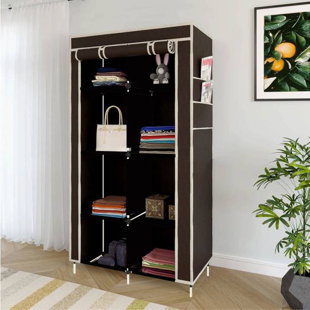Continental Plastic Collapsible Wardrobe, 1 Hanging Space, 8 Shelves, 1 Side Pocket PP Collapsible Wardrobe