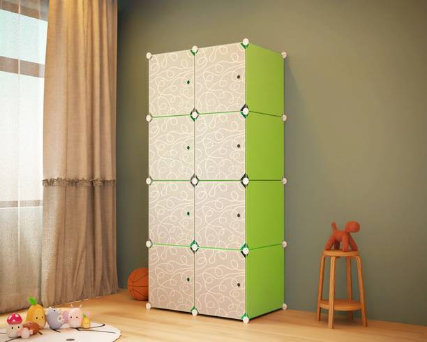 ZHENAURA ® 8 Door Plastic Sheet Wardrobe Metal Frame Easy to installation PP Collapsible Wardrobe