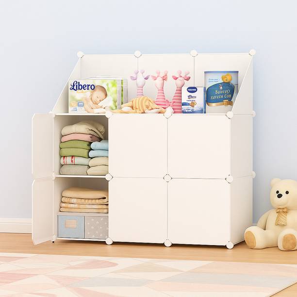 LUHI 6-Door 7-Shelf Plastic almirah for kids, almirah of clothes ,cupboard PC Collapsible Wardrobe