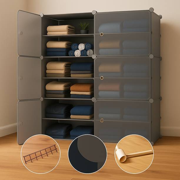 Sasimo 6-Door 12-Shelf Plastic kids Collapsible Cupboard PC Collapsible Wardrobe