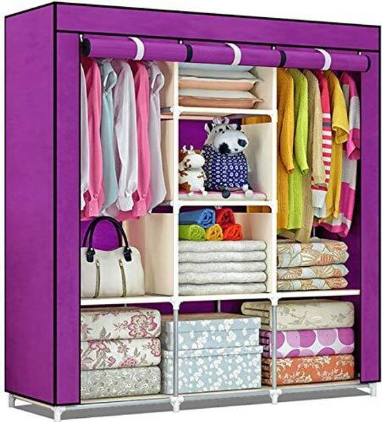 ZENVEXYO 88130 Micro Fiber metalic Carbon Steel Collapsible Wardrobe