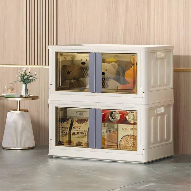 JD FRESH 2 UNITS PLASTIC FOLDABLE DOUBLE DOOR CUPBOARD FOR CLOTH STORAGE MODULAR CABINET PVC Collapsible Wardrobe