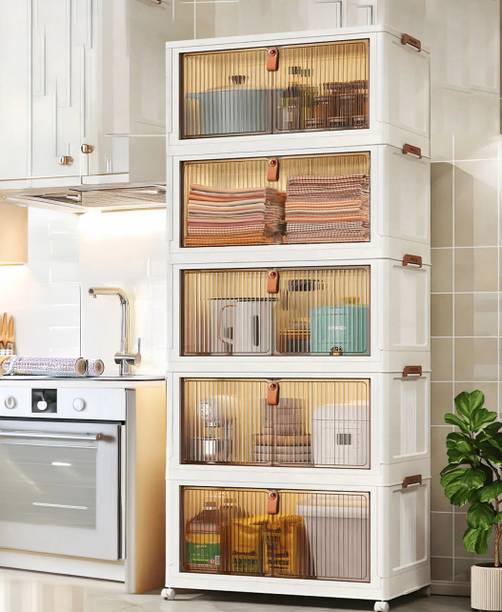 Sasimo 5-Door 5-Shelf Plastic foldable Cupboard PC Collapsible Wardrobe