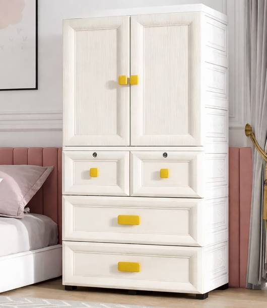 Sasimo 1-Wardrobe 2-Door 5-Shelf Plastic foldable Cupboard PC Collapsible Wardrobe