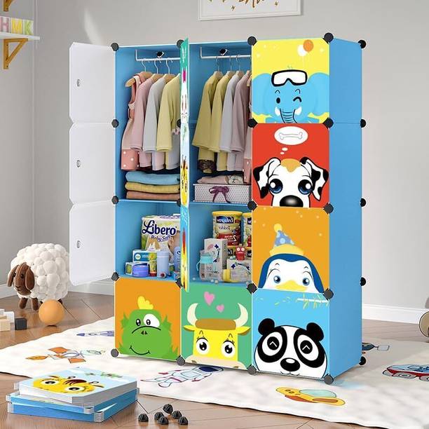 EXVITO 12-Door 12-Shelf Plastic almirah for kids, almirah of clothes ,cupboard clothes PC Collapsible Wardrobe