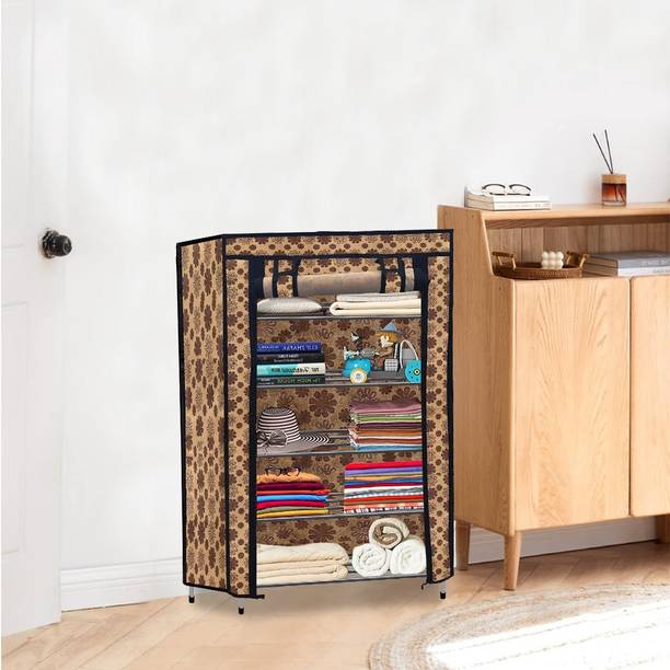 SANAMSTORE Elegant Metal Collapsible Wardrobe 5 Layer with Dustproof Cover Carbon Steel Collapsible Wardrobe