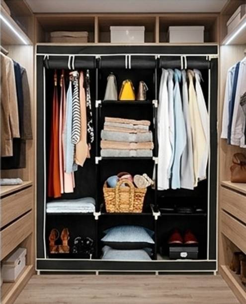 SHOEVAULT SOLID BLACK WARDROBE Carbon Steel Collapsible Wardrobe