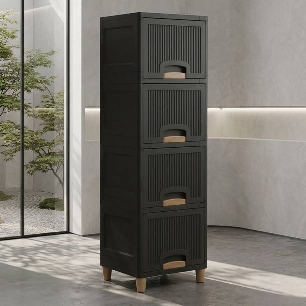 SUPTIKES Multi layer Plastic Storage Cabinet for Clothes with Spacious Drawers PP Collapsible Wardrobe