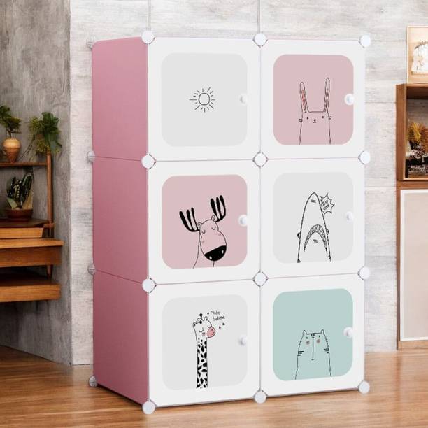 Zofiy 6 Door 6 Shelf Plastic Metal Collapsible Wardrobe, Clothes, Shoes,etc. Organiser PP Collapsible Wardrobe