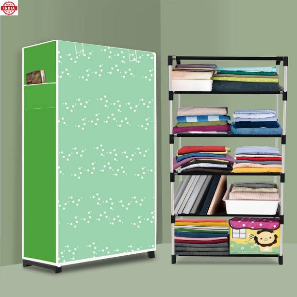 ASHLAS 5 Shelf Foldable Collapsible Wardrobe Storage Or...
