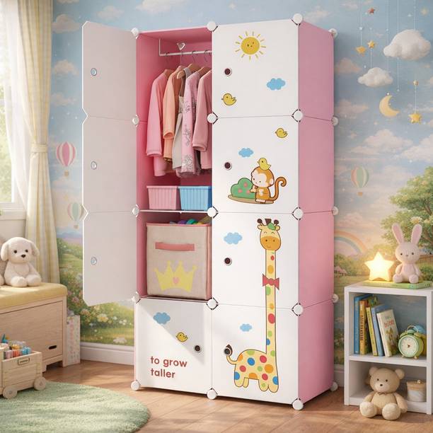 Evrum 8-Door 8-Shelf Plastic almirah for kids, almirah of clothes ,cupboard PC Collapsible Wardrobe