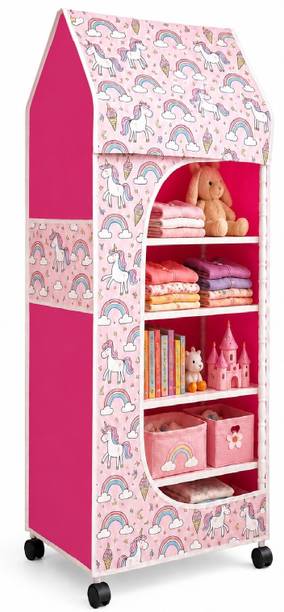 Porchex 1 Door 6 Shelf Fabric PP Metal ,Office , Badroom,Kids rooms,Storage rooms Carbon Steel Collapsible Wardrobe