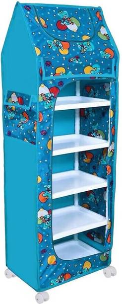 Porchex 2 Door 6 Shelf Fabric Plastic PP Collapsible Wardrobe