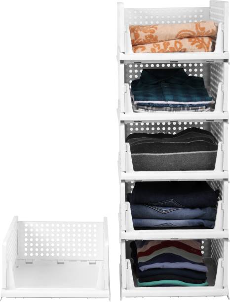 FOROLY 6 Layer Foldable & Stackable Organizer, Drawer, Shelf Storage Container for Home Plastic Free Standing Cabinet
