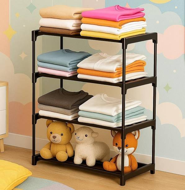 Zyra 4 Shelves Storage Clothes Storage Rack PP Collapsible Wardrobe