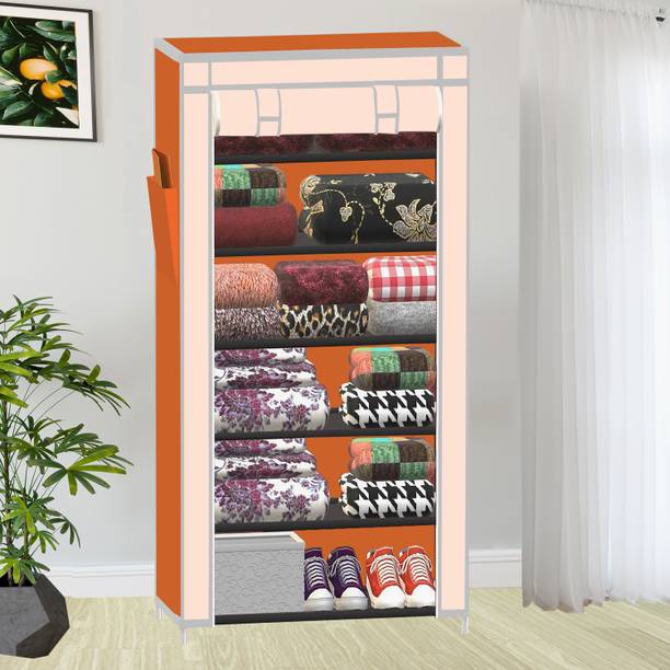 XENABO 1 Door 6 Shelf Awesome Momes Print PP Collapsible Wardrobe