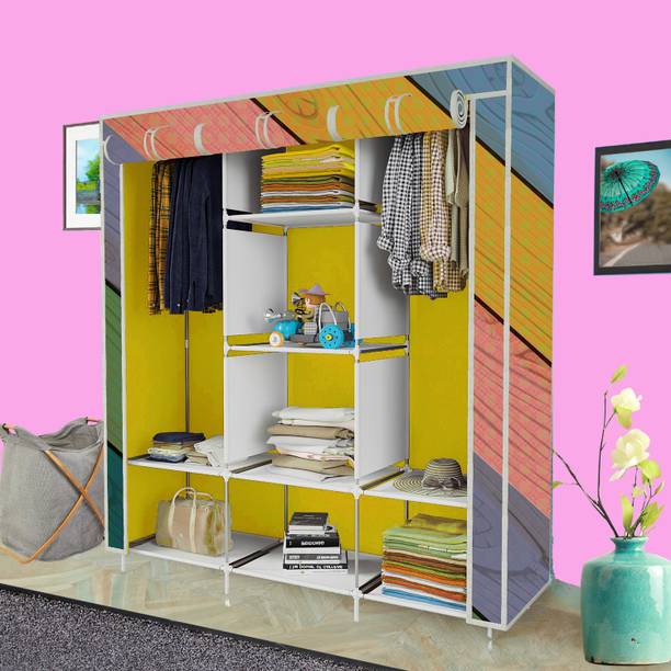 KushHome C1 Printed Wardrobe Carbon Steel Collapsible Wardrobe