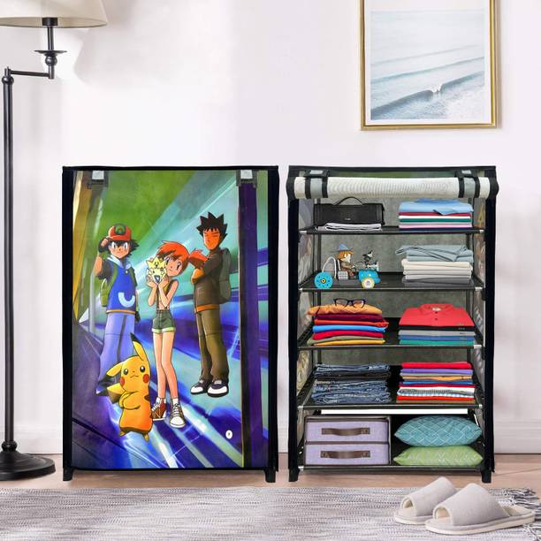 KOnline Exclusive Cartoon Printed Collapsibl Wardrobe With Velcro & Zipper Closure Cotton Collapsible Wardrobe