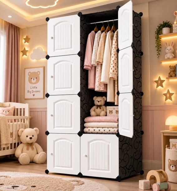Sasimo 8-Door 8-Shelf Plastic kids Collapsible Cupboard PC Collapsible Wardrobe