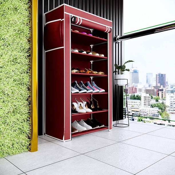SHYAM JI 6-Tiers Multi Utility Shoe Rack/Wardrobe Cabinet 6 LAYER PVC Collapsible Wardrobe