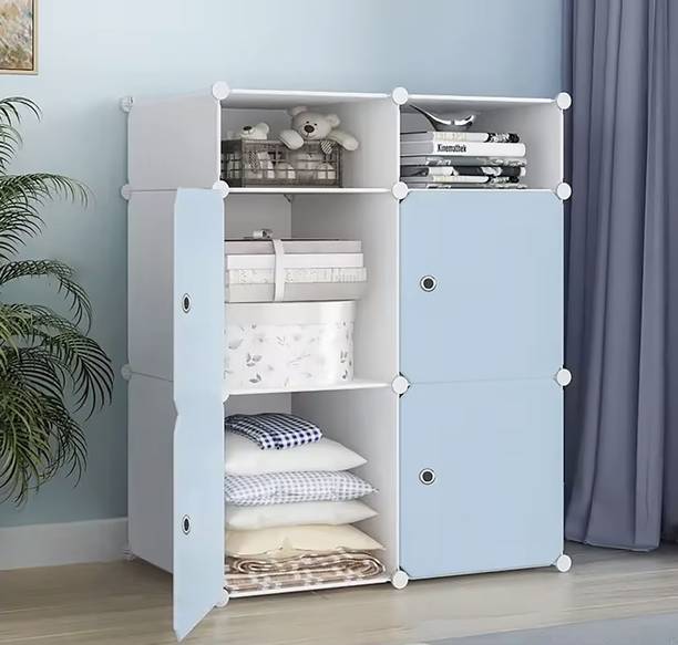 Sasimo 4-Door 6-Shelf Plastic kids Collapsible Cupboard PC Collapsible Wardrobe