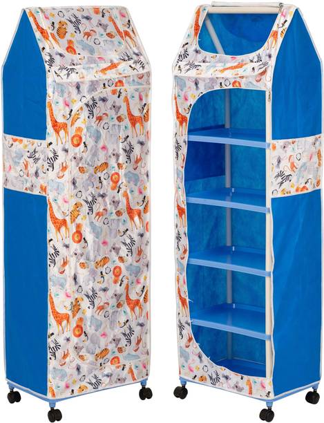 Seshekhu 1 Door 6 Shelf Fabric Plastic PVC Collapsible Wardrobe