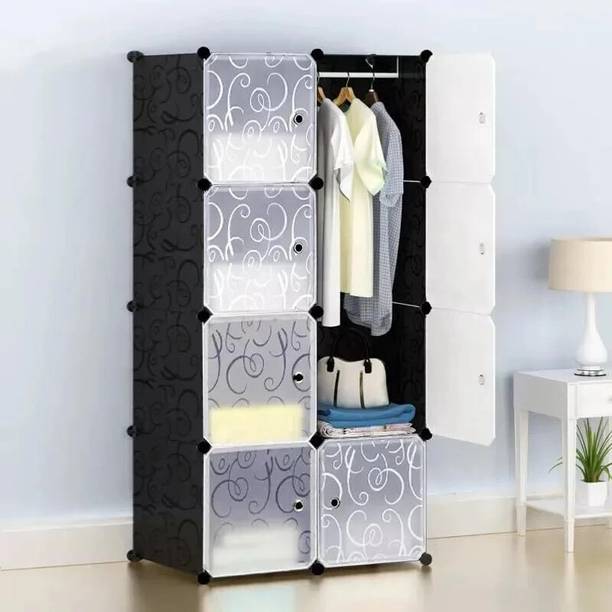 LUHI 8-Door 8-Shelf Plastic Wardrobe Storage Rack Closest Organizer for Clothes Kids PC Collapsible Wardrobe