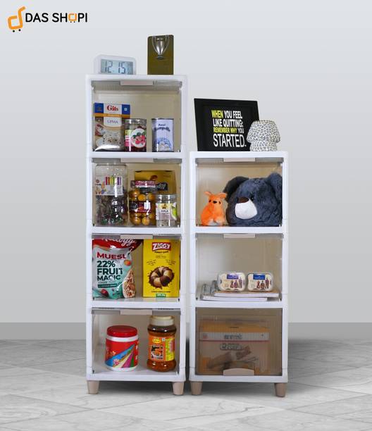 DAS SHOPI 3 Units Plastic Cupboard For Storage Clothes, Books, Shoes, Toys And many More PVC Collapsible Wardrobe