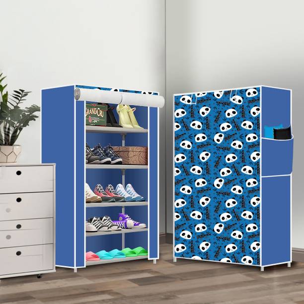 MEZIRE Collapsible Shoe Rack – Plastic 5 Tier Foldable Organizer for Home & Entry Use Plastic Collapsible Shoe Stand