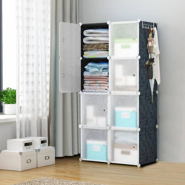 Flipkart Perfect Homes Studio 8 DOOR BLACK (T) PP Collapsible Wardrobe