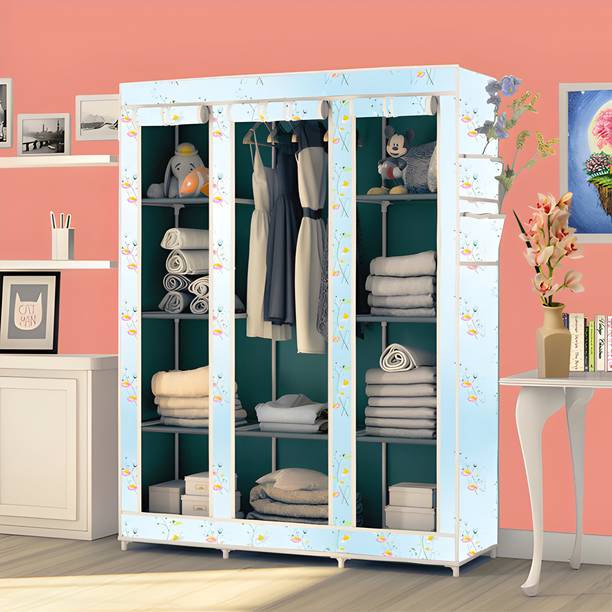 KushHome C2 Printed Wardrobe Carbon Steel Collapsible Wardrobe