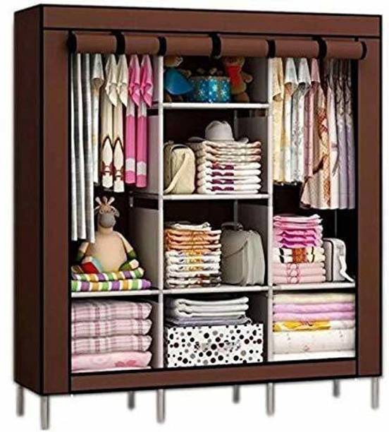 vipash Portable Foldable Closet for Clothes Almira, 2 Hanging Space, 8 Shelves Carbon Steel Collapsible Wardrobe