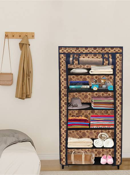 GlowSilk Collapsible Wardrobe 6 Layer Storage Cabinet for Organized Living Carbon Steel Collapsible Wardrobe