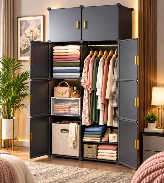 Sasimo 8-Door 8-Shelf Plastic kids Collapsible Cupboard PC Collapsible Wardrobe