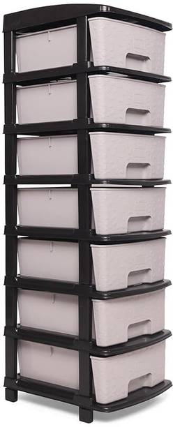 ASHLAS 7 Plastic Modular Transparent Drawer PP Collapsible Wardrobe