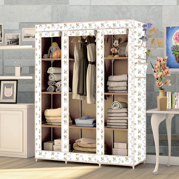KushHome C2 Printed Wardrobe Carbon Steel Collapsible Wardrobe