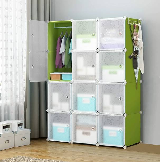 KriShyam ® 12 Cube Baby Wardrobe Door Plastic Sheet Rack Closest Organizer PP Collapsible Wardrobe