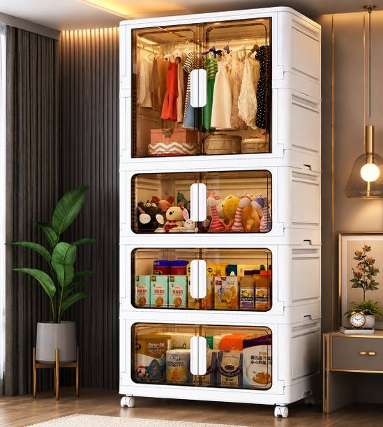 Sasimo 1-Wardrobe 8-Door 4-Shelf Plastic foldable Cupboard PC Collapsible Wardrobe