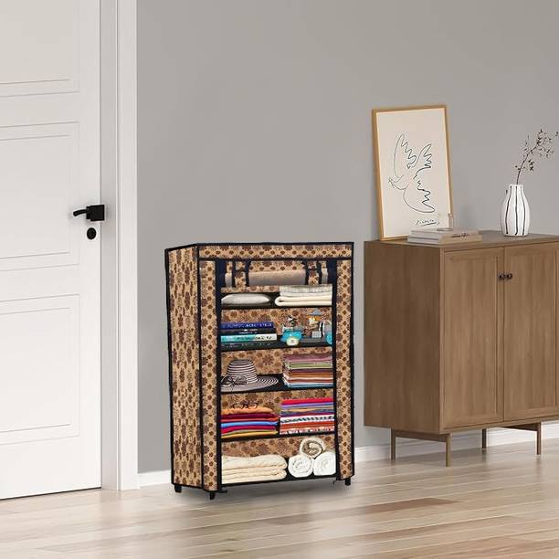 SANAMSTORE Durable Collapsible Wardrobe 5 Layer Fabric Cloth Organizer Unit Carbon Steel Collapsible Wardrobe