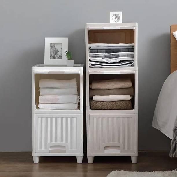 onpoint 5-Shelf Plastic Collapsible Foldable Cupboard Drawer Storage Organizer Box PVC Collapsible Wardrobe